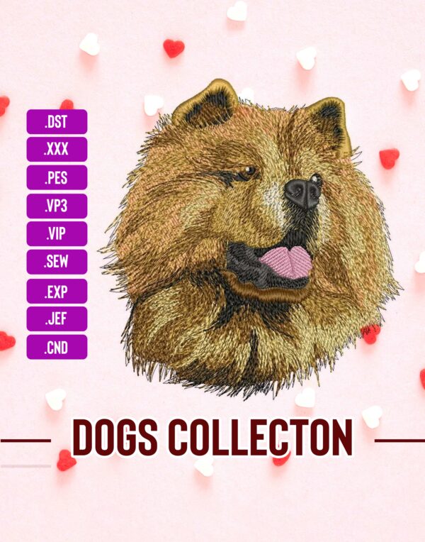 Chow Chow Dog Embroidery Designs Dog face T-Shirt Machine Embroidery Digital File Instant Download