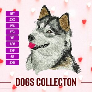 Alaskan Malamute Dog Machine Embroidery Patterns – Digital Download (2 Sizes)