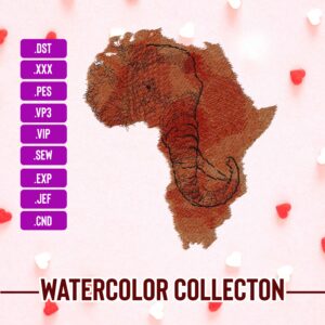 African Elephant Map Machine Embroidery Patterns – Digital Download
