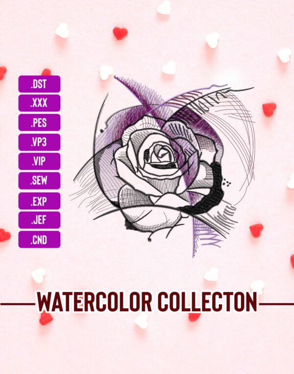 Purple Rose Machine Embroidery Design