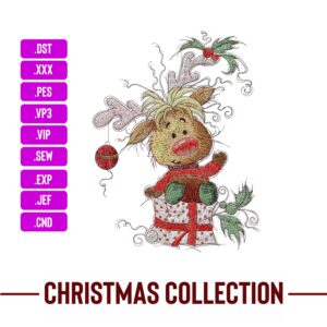 Christmas Reindeer Gift Machine Embroidery Patterns – Digital Download