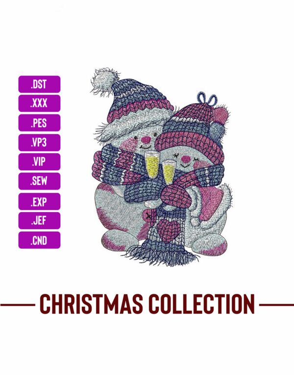 Couple Snowman Machine Embroidery Patterns – Digital Download