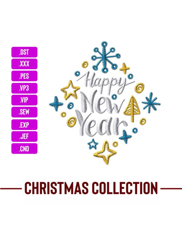 Happy New Year Machine Embroidery Patterns – Digital Download