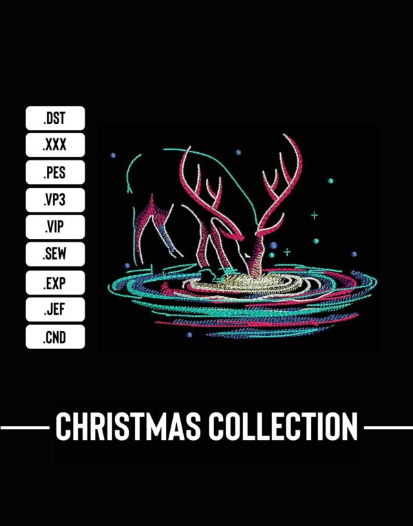 This Reindeer Lake Dark Fantasy Machine Embroidery Patterns – Digital Download