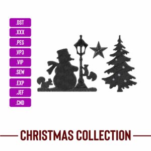 Snowman With tree Machine Embroidery Patterns – Digital Download