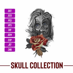 Sugar Girl With Flower Machine Embroidery Patterns – Digital Download