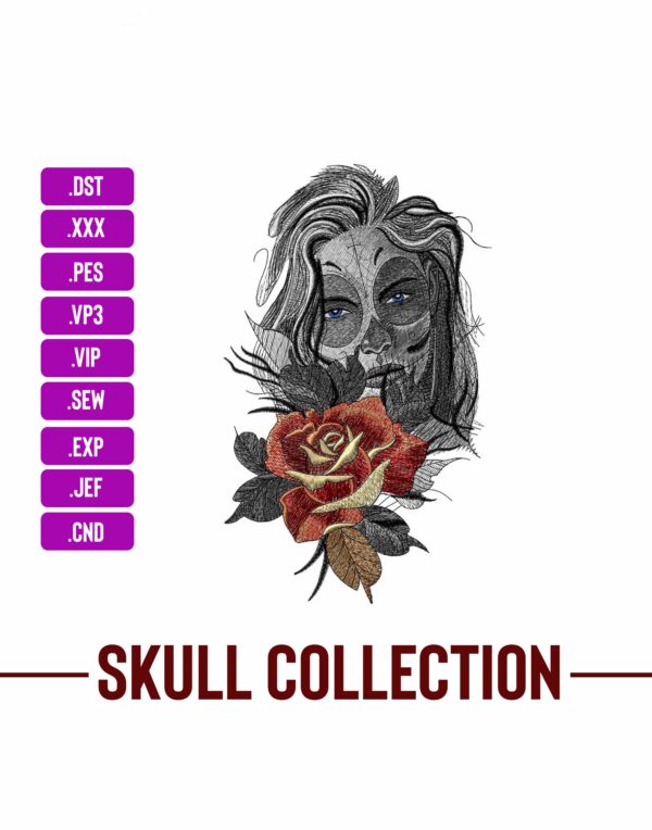 Sugar Girl With Flower Machine Embroidery Patterns – Digital Download