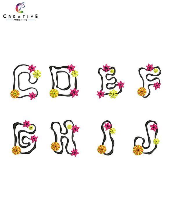 Flower Alphabetic Font Machine Embroidery Patterns – Digital Download - Image 2