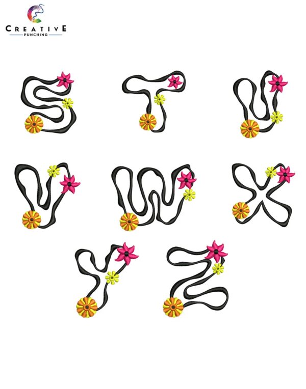 Flower Alphabetic Font Machine Embroidery Patterns – Digital Download - Image 4