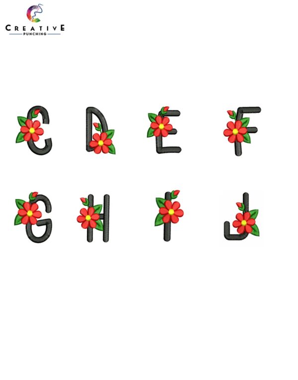 Flower color full Alphabetic Font Machine Embroidery Patterns – Digital Download - Image 2