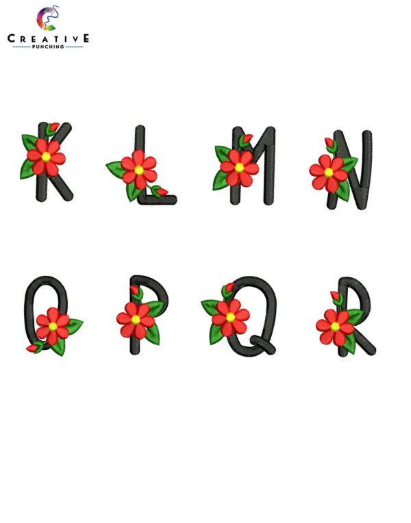 Flower color full Alphabetic Font Machine Embroidery Patterns – Digital Download - Image 3