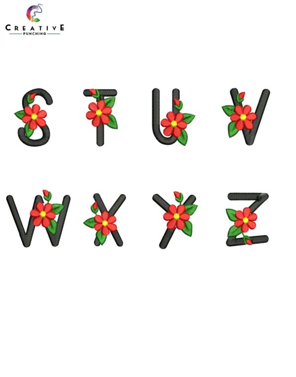Flower color full Alphabetic Font Machine Embroidery Patterns – Digital Download - Image 4