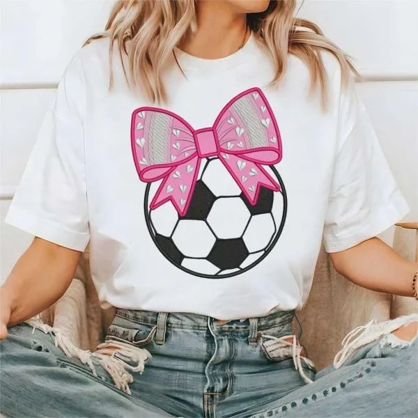Soccer Ball Bow Embroidery Design Machine Embroidery Patterns Each Design With 4 sizes – Digital Download - Image 3