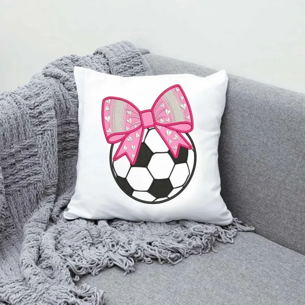 Soccer Ball Bow Embroidery Design Machine Embroidery Patterns Each Design With 4 sizes – Digital Download