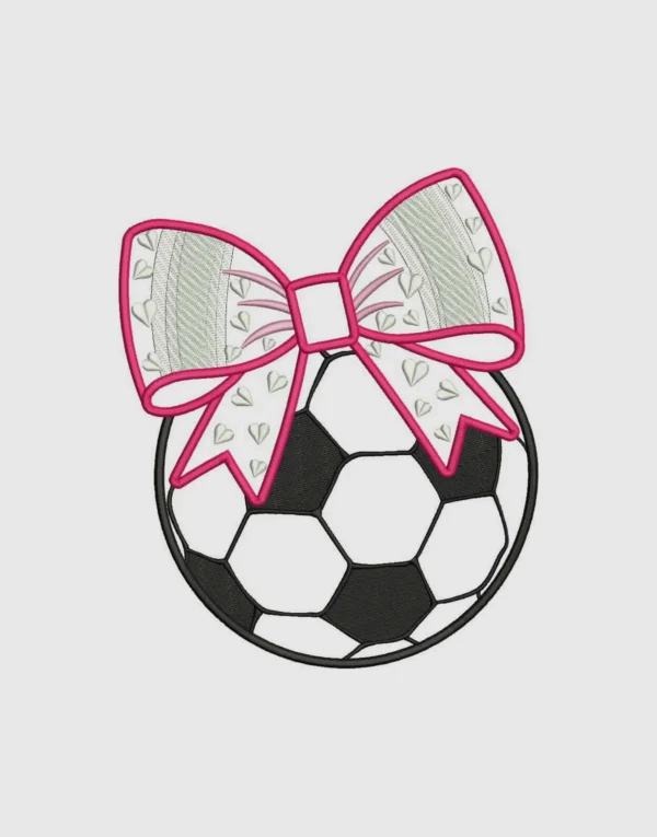 Soccer Ball Bow Embroidery Design Machine Embroidery Patterns Each Design With 4 sizes – Digital Download - Image 4