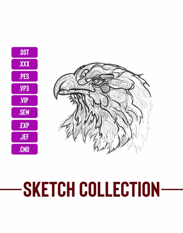 American Eagle Sketching Machine Embroidery Designs – Digital Download