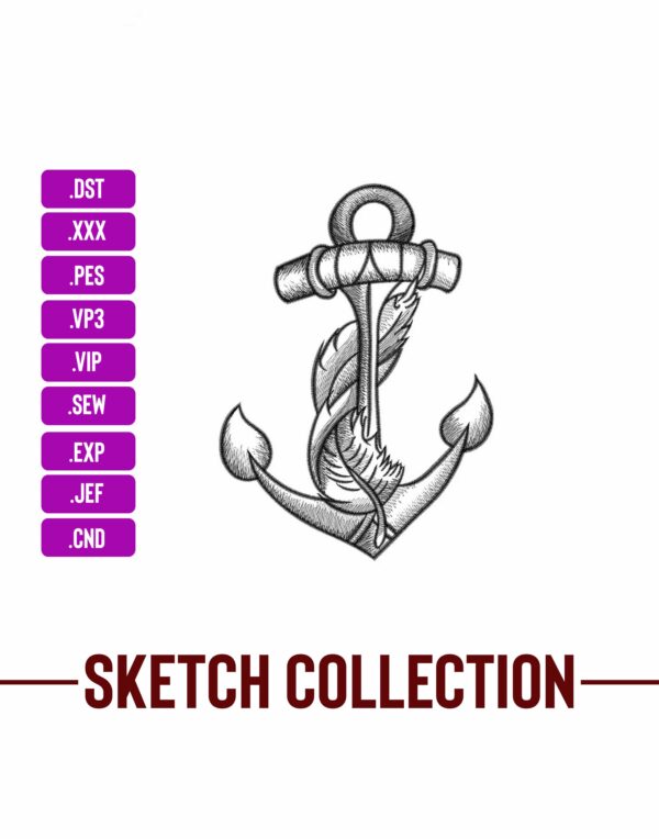 Anchor Sketching Embroidery Designs Machine Embroidery Patterns – Digital Download