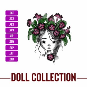 Baby Doll Hair Flower Embroidery Designs Machine Embroidery Patterns – Digital Download