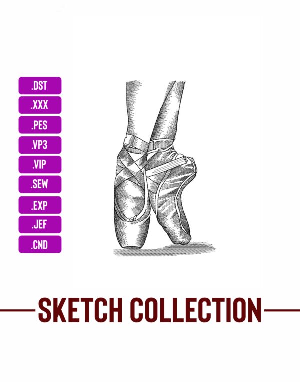Ballet Dancing Sketching Embroidery Designs Sketching Machine Embroidery Designs – Digital Download