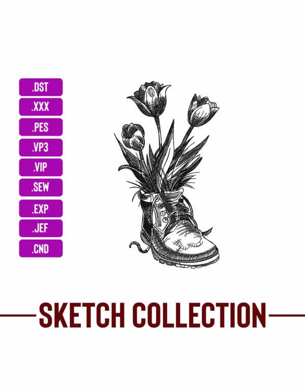 Flower Embroidery Sketching Embroidery Designs Machine Embroidery Patterns – Digital Download