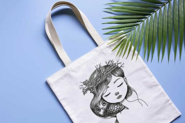 Girl With Baby Owl Sketching Machine Embroidery Designs – Digital Download - Image 3
