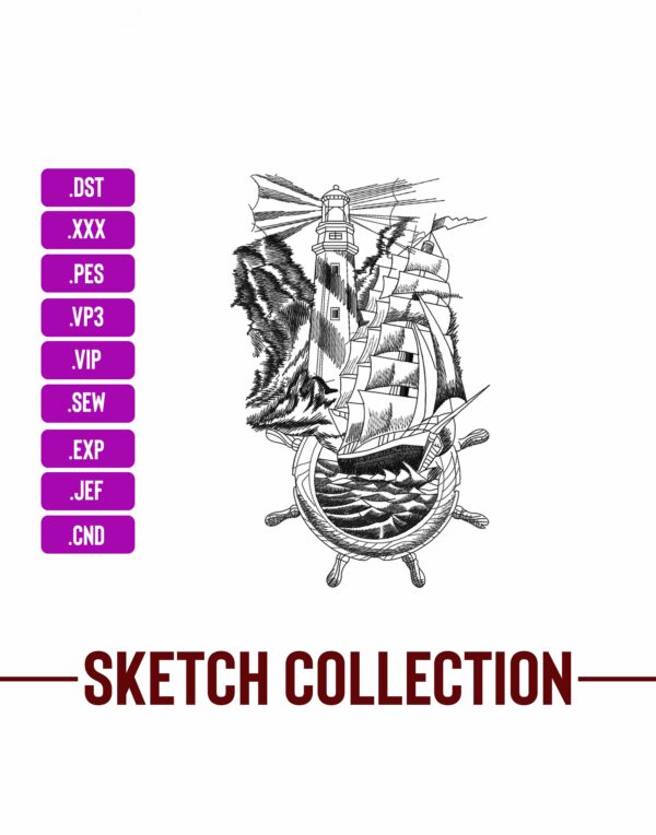 Light House Machine Embroidery Sketching Embroidery Designs Machine Embroidery Patterns – Digital Download