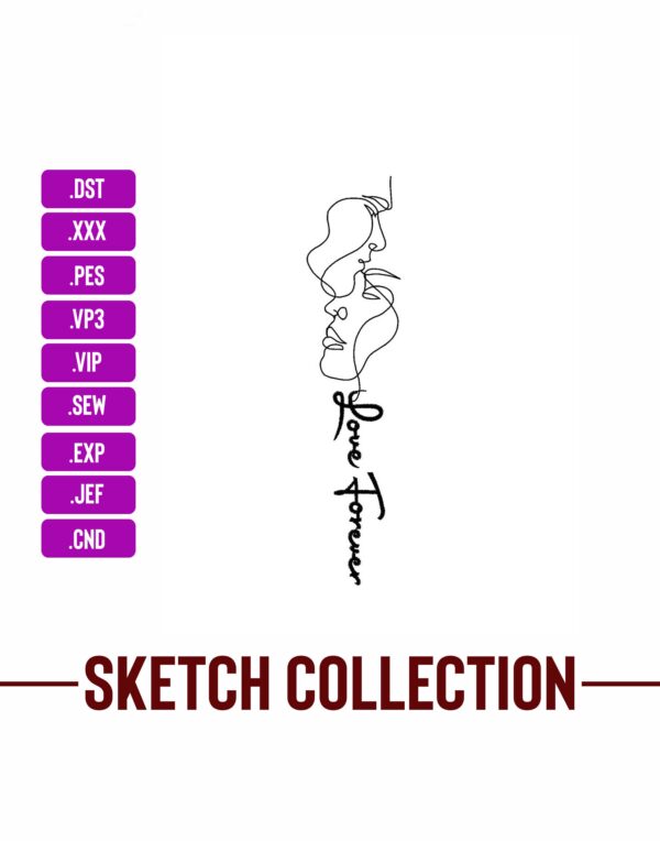Love Forever tattoo Sketching Machine Embroidery Designs – Digital Download