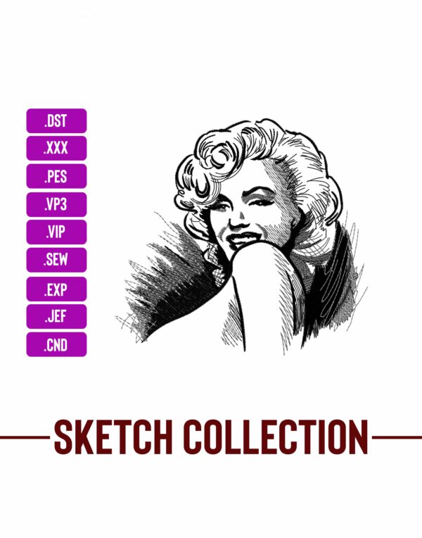 Marilyn Monroe Sketching Machine Embroidery Designs – Digital Download