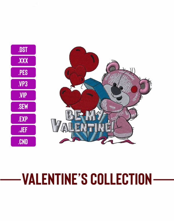 Teddy Bear Valentine's Machine Embroidery Patterns – Digital Download