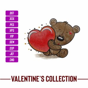 Teddy Bear Valentine's Machine Embroidery Patterns – Digital Download
