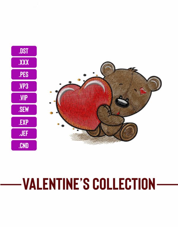 Teddy Bear Valentine's Machine Embroidery Patterns – Digital Download