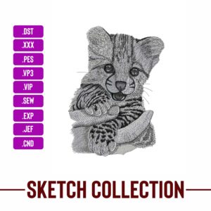 Tiger Cub Sketching Embroidery Designs Sketching Machine Embroidery Designs – Digital Download