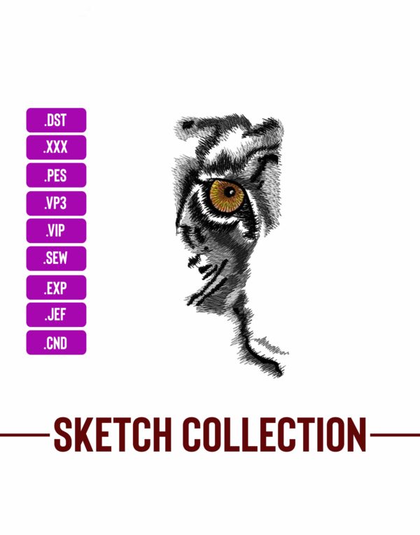Tiger Eye Machine Embroidery Design