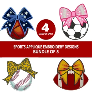 Sports Ball Embroidery Bundle Design Machine Embroidery Patterns Each Design With 4 sizes – Digital Download