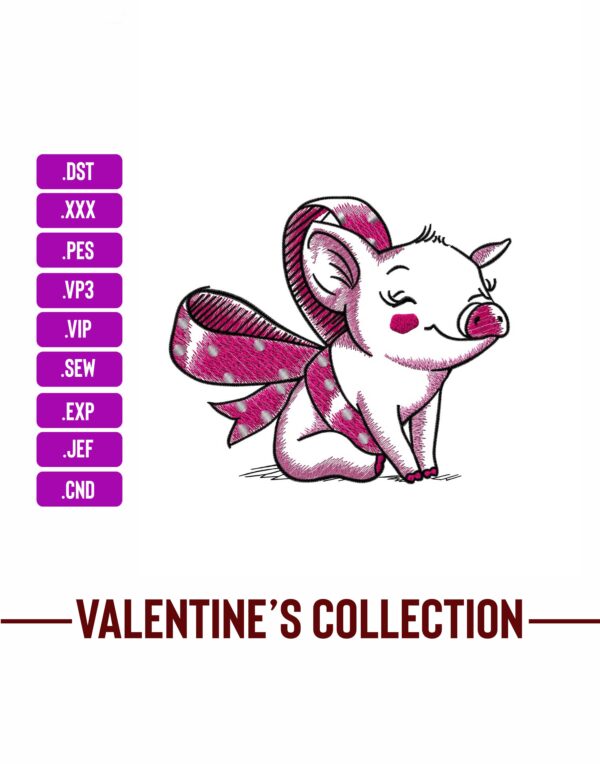Little Pig Valentines Day Embroidery Designs Machine Embroidery Patterns – Digital Download