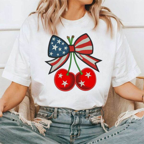 Ribbon Cherries Embroidery Design Applique Machine Embroidery File 4 Sizes- Digital Download - Image 3
