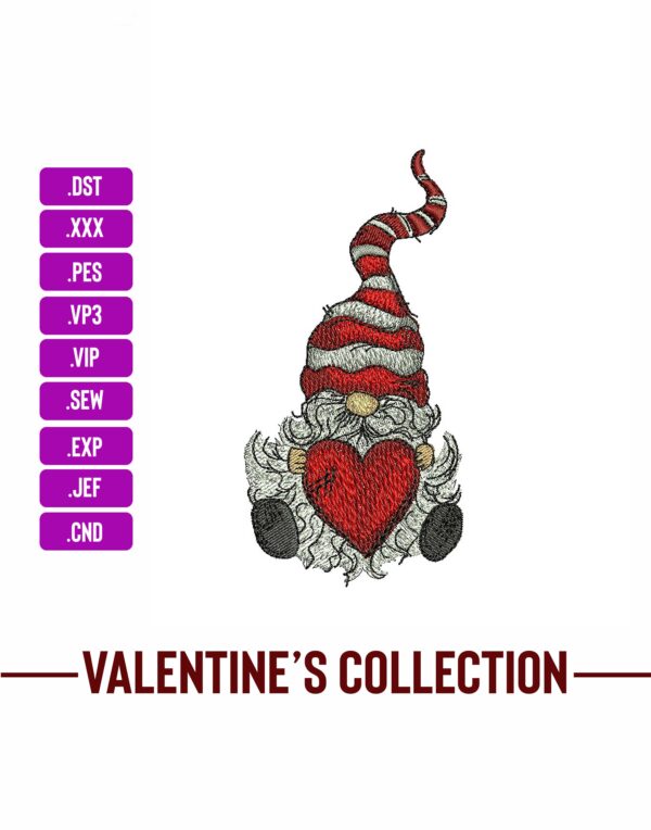 Santa Valentine day Machine Embroidery Designs Patterns 2 sizes- Digital Download
