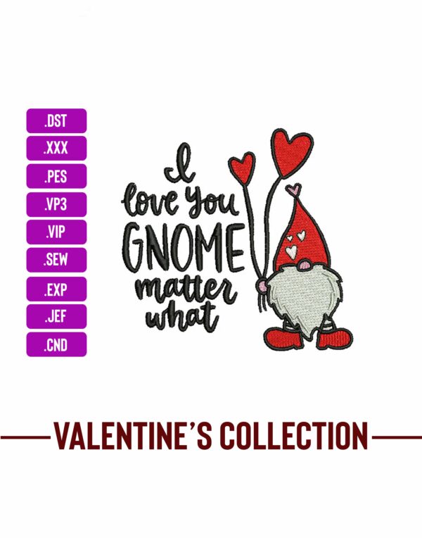Valentine day Gnome Matter Embroidery Patterns - Digital Download