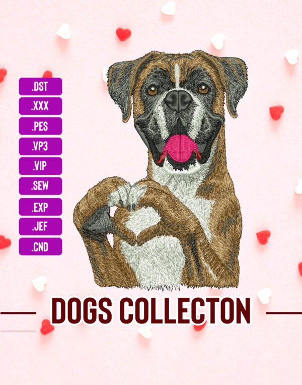 Cute Boxer Dog Machine Embroidery Patterns ( 2 sizes) - Digital Download